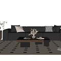 Modern Middle Ancient Style Sofa Coffee Table Combination Fabric Sofa Solid Wood Sofa Single Person Sofa Casual Chair Floor Lamp Side Table Coffee Table Decoration Dried Flower Floor Lamp 3d model