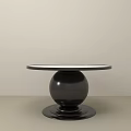 Round Coffee Table With White Tabletop And Black Spherical Base Modern Design 3d model