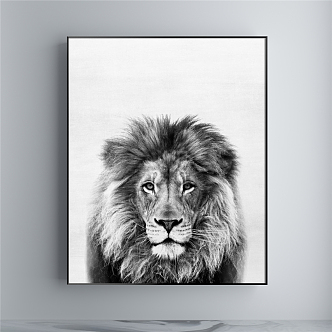 Modern Animal Painting Black and White Restaurant Animal Lion Decorative Painting 3d model