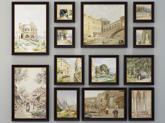 European Landscape Painting Decorative Painting 3d model