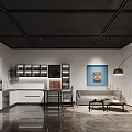 Modern Kitchen Interior With Wooden Slat Ceiling Recessed Lighting Island And Gray Cabinets