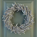 Decorative Hanging Wreath with Purple and Blue Flowers and Green Leaves for Wall Decoration