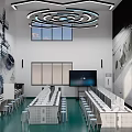 Automated Industrial Workshop Interior With Green Robotic Arms Workstations And Equipment