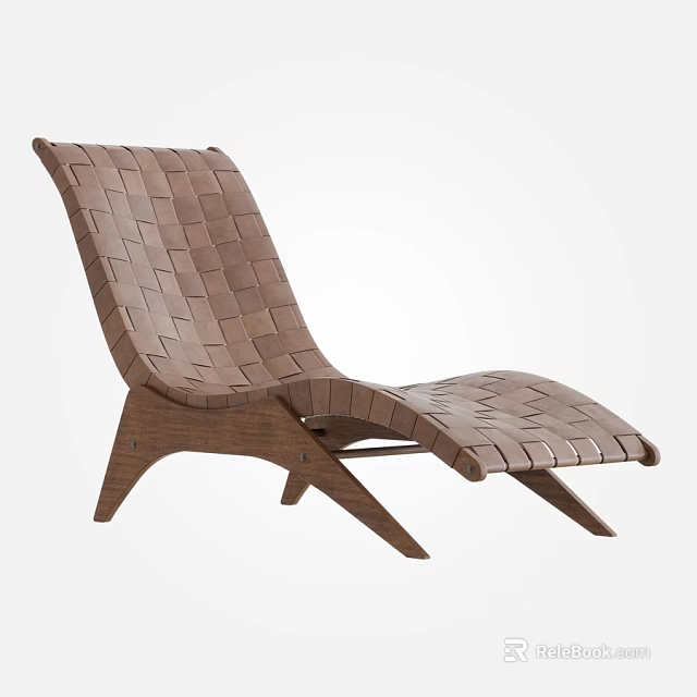 Brown Woven Double Sofa With Wooden Frame And Modern Comfortable Design 3d model 