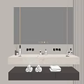 Modern Bathroom Vanity Cabinet With Double Sink Mirror Storage Drawers And Folded Towels