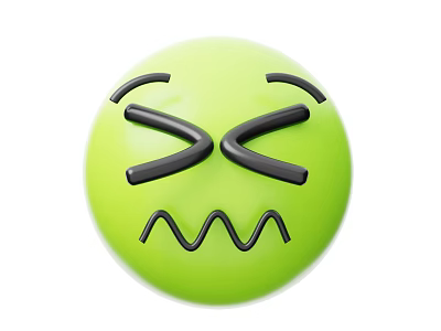A Man Showing Angry Green Emoji Face With Frowning Eyebrows And Wavy Mouth 3d model