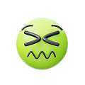 A Man Showing Angry Green Emoji Face With Frowning Eyebrows And Wavy Mouth