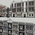 Classical Commercial Complex With Multi Storey Design Retail Shops And Ornate Facades 3d model