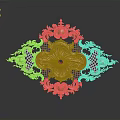 Golden Ornate Decorative Household Item Featuring Intricate Patterns And Central Gemstone Accent