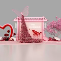 Pink Photo Spot With Butterfly Pavilion Heart Shaped Decor And Romantic Bloom Season