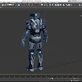 Game and Movie Robot Character with Metallic Armor Glowing Blue Eyes Chest Core