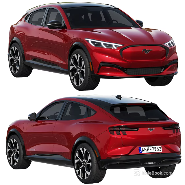 Red Electric SUV Front And Rear Views 3d model 