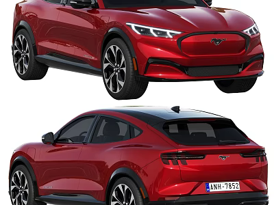 Red Electric SUV Front And Rear Views 3d model