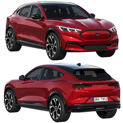 Red Electric SUV Front And Rear Views 3d model Red Electric SUV Front And Rear Views 3d model