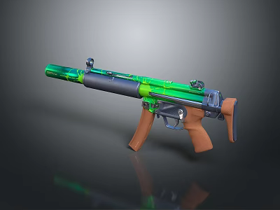 Modern Green And Black Tactical Rifle With Brown Grip And Metal Scope Design 3d model