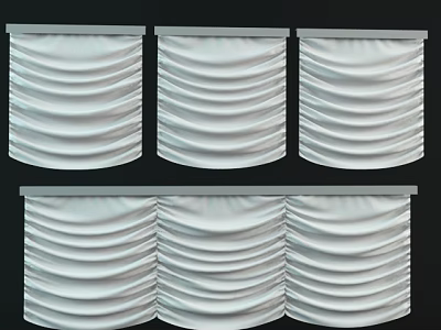 White Curtains with Pleated Folds and Multiple Panel Designs for Home Decor 3d model