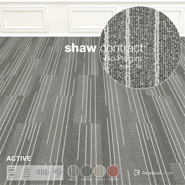 Square Carpet Shaw Contract Active Series Gray And White Striped Pattern 3d model 