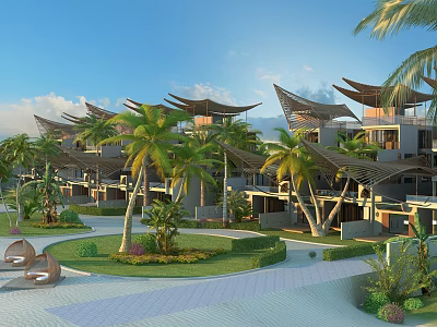 Modern Townhouse Sea View Holiday Villa 3d model