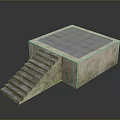 Architectural Concrete Structure With Stairs Leading To Square Tile Platform 3d model