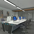 Laboratory Interior With Spacious Layout White Counters Gray Cabinets Hanging Lighting And Posters 3d model