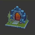 Ancient Gate Stone Gate European Gate Large Wooden Door Classical Gate Antique Gate Game Gate 3d model