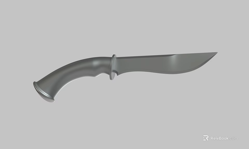 Tactical Knife With Curved Blade And Metal Handle For Outdoor Activities 3d model 