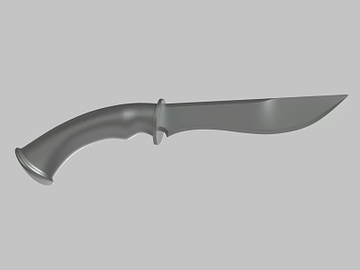 Tactical Knife With Curved Blade And Metal Handle For Outdoor Activities 3d model