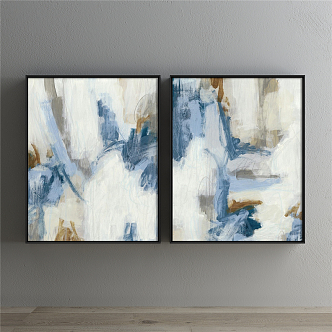 Modern abstract painting simple blue living room abstract decorative painting 3d model