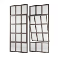 Various Casement Windows With Grid Patterns Black Frames And Open Close Styles 3d model