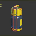 Yellow And Silver Cylindrical Tactical Weapon With Metal Components And Pull Ring Design 3d model