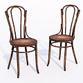 Classic Wooden Dining Chairs With Curved Backrests Round Seats And Vintage Style