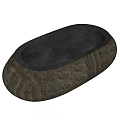 Natural Stone Washbasin with Rustic Texture and Oval Shape for Bathroom Decor 3d model