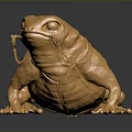 Decorative Golden Toad Statue With Shiny Surface Neck Collar And Back Ornament