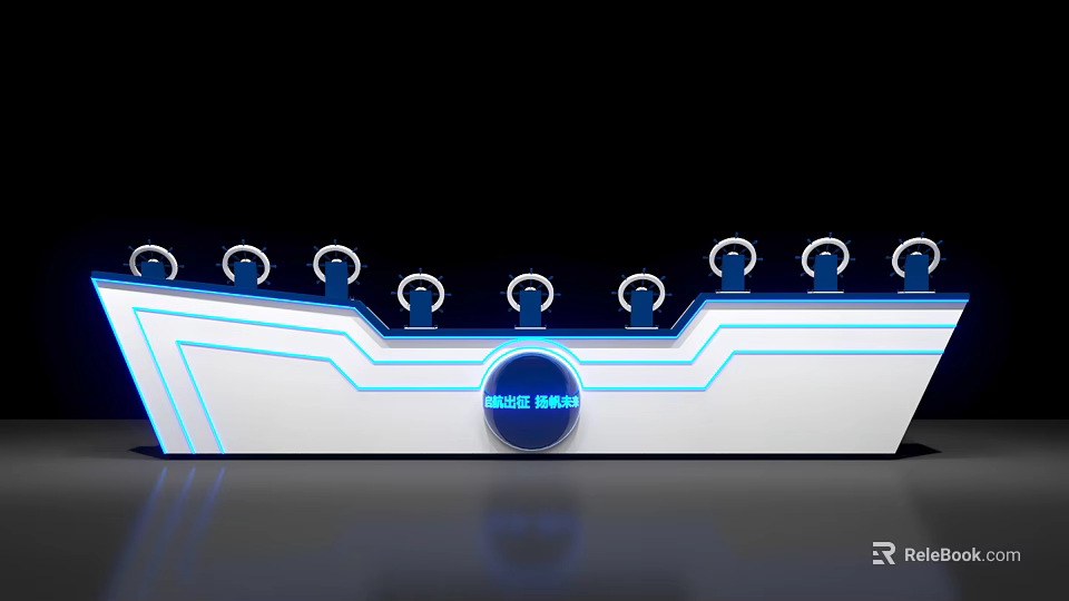 Modern Commercial Equipment with Bright World Logo Blue LED Lighting and Control Buttons 3d model 