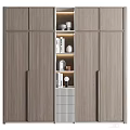 Modern Light Wood Display Cabinet With Open Shelves Built in Lighting And Decorative Items
