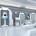 MELING Futuristic Exhibition Stand With Astronaut Rocket Models And White Design