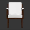 Modern Accent Chair With White Upholstery And Wooden Armrests Sleek Design