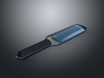 Contemporary Kitchen Interior Featuring Metal Grater With Black Handle On Countertop 3d model