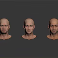 Male Bald Head 3D Models Displayed From Multiple Angles With Realistic Facial Features