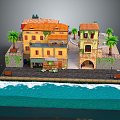 cartoon city cartoon street cartoon block old street old block miniature block miniature street 3d model