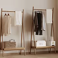 Wooden Clothes Stand Rack Hanging Casual Clothes With Storage Shelf Basket And Box