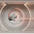 High End Brand Store Window Display With Mannequins In Dresses Circular Decor And Lighting Strips