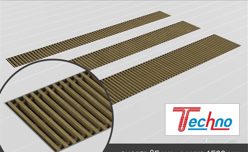 Techni Long Strip Metal Radiator With Striped Design For Home Heating 3d model 
