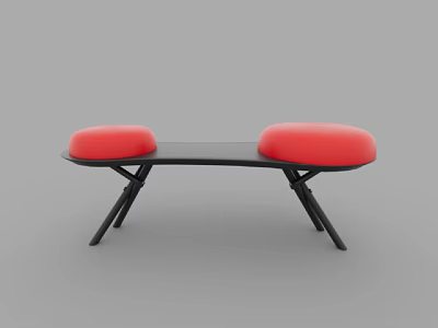 Modern Stylish Leisure Chair With Red Round Cushions And Black Metal Frame 3d model