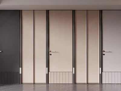 Modern Hinged Doors With Sleek Panels Metal Handles And Various Colors 3d model