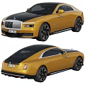 Luxury Golden Black Rolls Royce Car Front And Rear Views