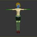 3D Female Character With Blonde Hair White Shirt Red Bow Tie And Arms Outstretched