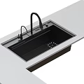 Modern Black Kitchen Sink with Faucet and Control Panel on White Countertop