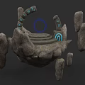 Mystical Stone Structure With Blue Circle And Ancient Runes Surrounded By Rocks 3d model