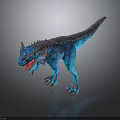 3D Model Character Blue Spiked Dinosaur Fantasy Creature With Fierce Features